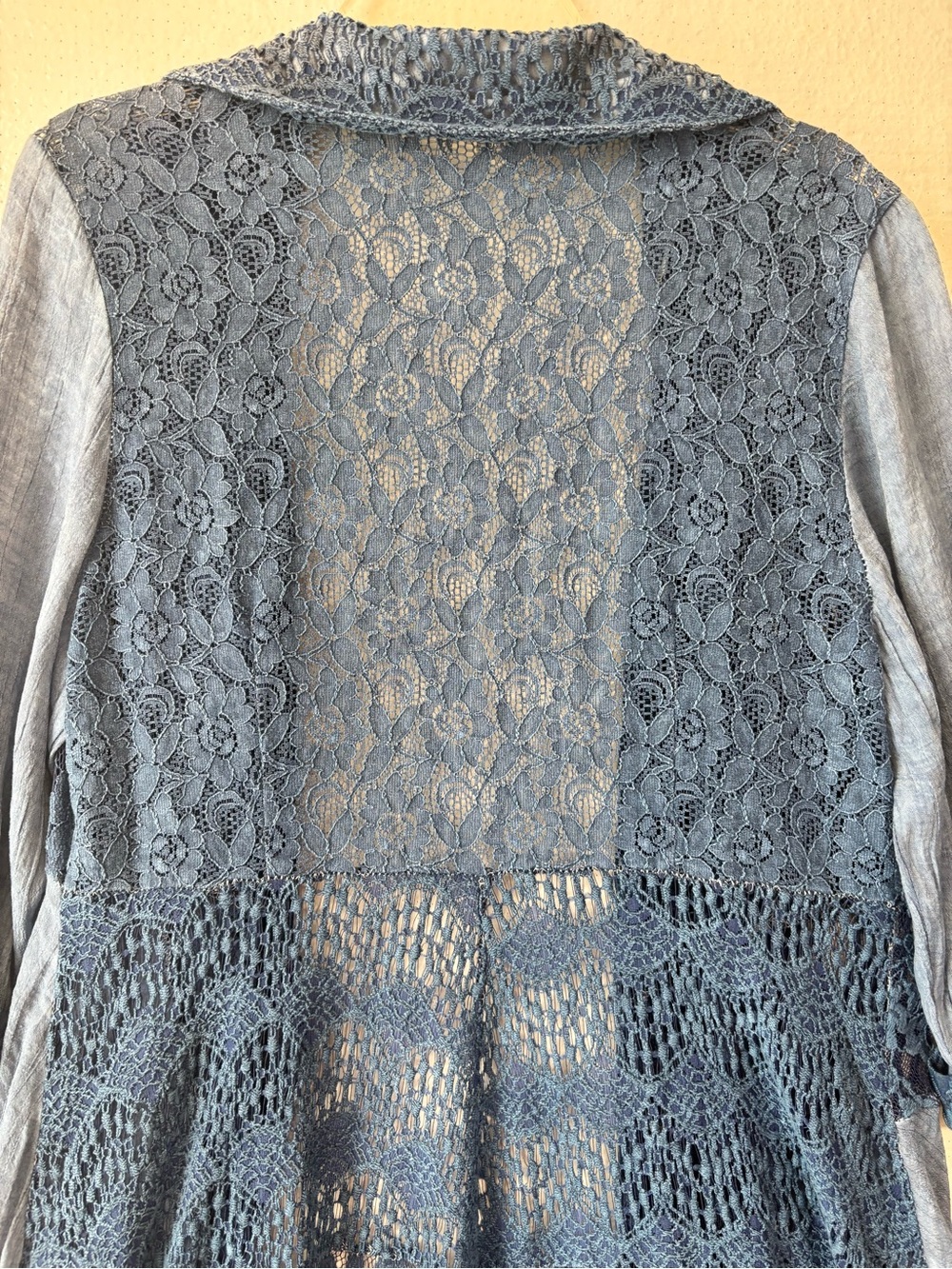 Boho Lace-Panel Blue Jacket & Coat - Picture 4 of 10